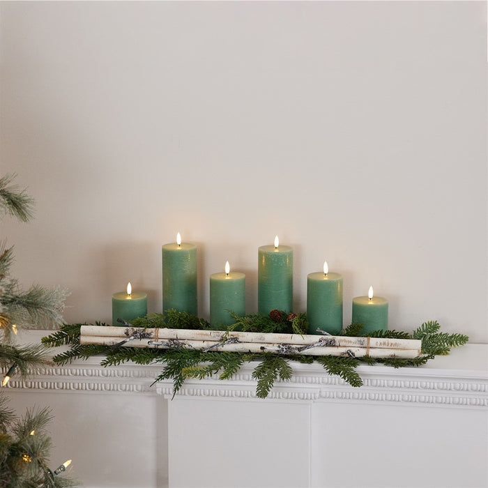Melrose Rustic Birch Log Bundle/Snowy Accents, Set of 12, White/Brown