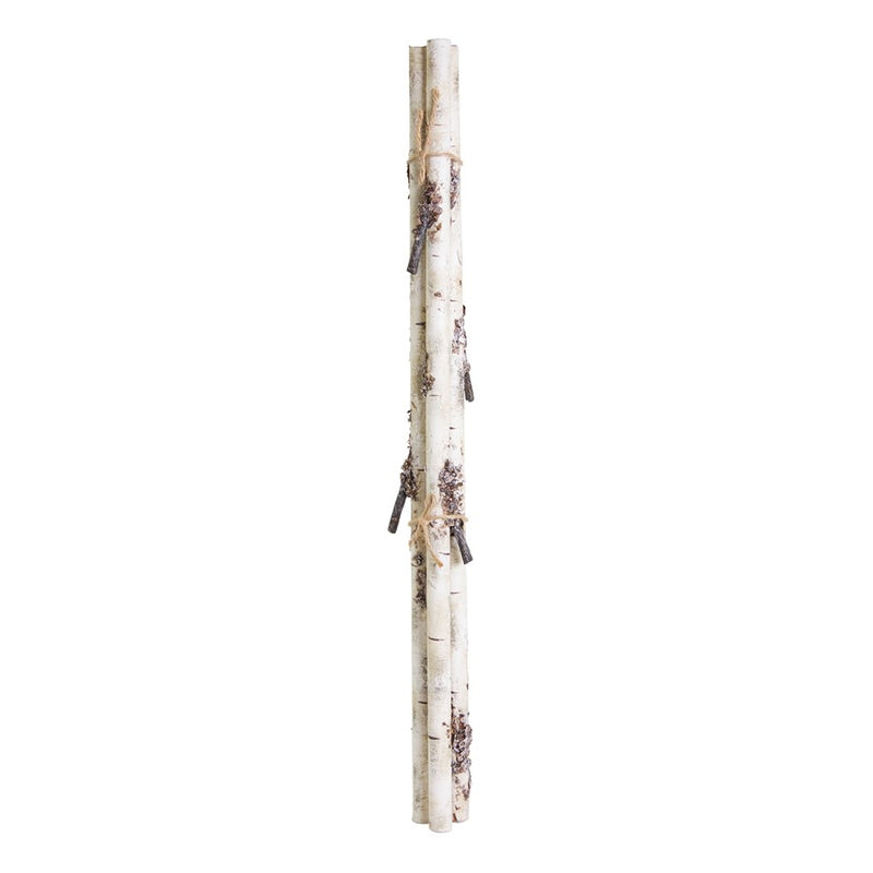 Melrose Rustic Birch Log Bundle/Snowy Accents, Set of 12, White/Brown
