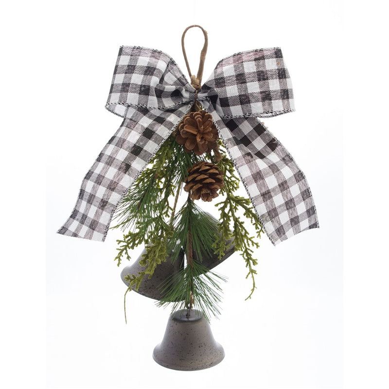 Melrose International Pine/Bell Bow Drop, Set of 6, Green/Black - 76302DS