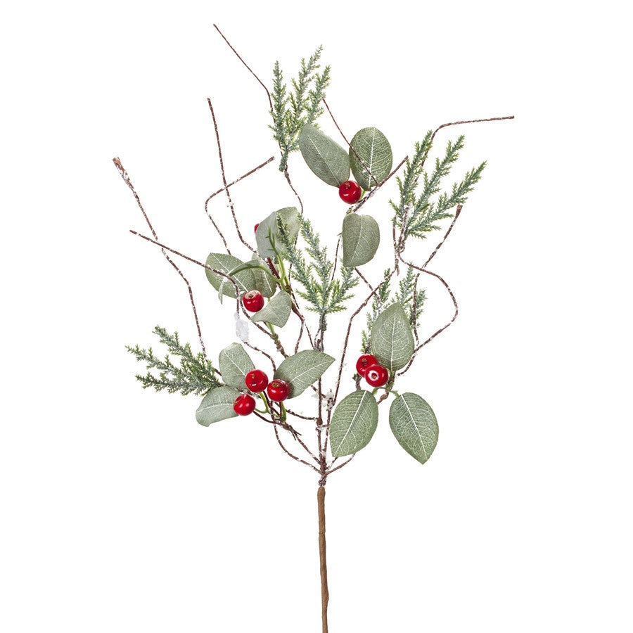 Melrose International Winter Foliage Twig Pick, Set of 24, Green/Brown - 76375DS