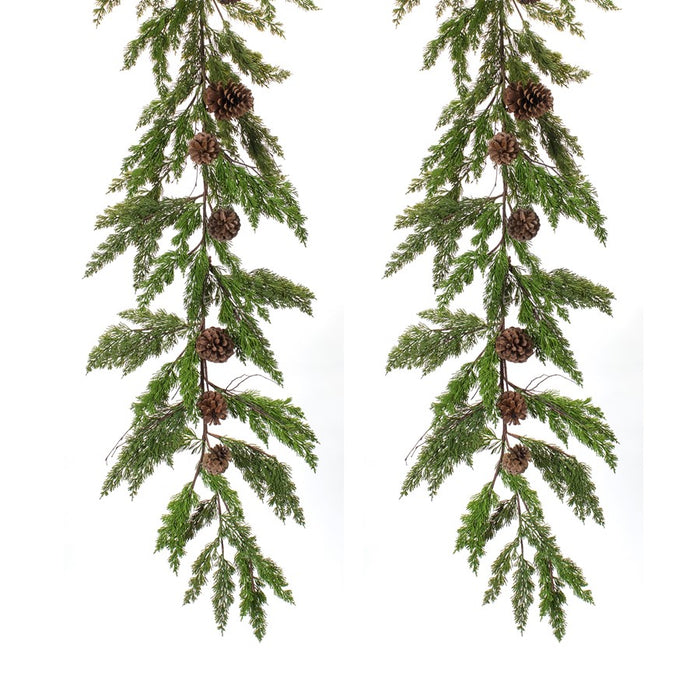Melrose Winter Pine Garland/Pinecone Accents, Set of 2 - 76621DS