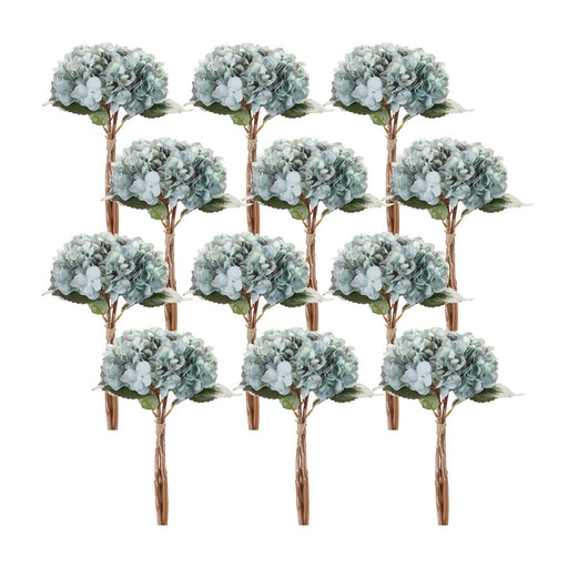Melrose International Hydrangea Floral Bundle, Set of 12, Blue/Brown - 76622DS