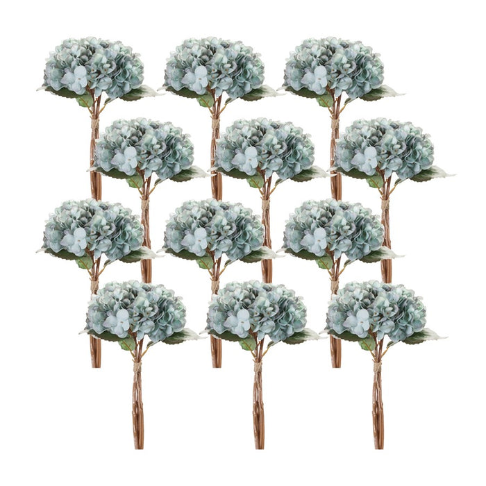 Melrose International Hydrangea Floral Bundle, Set of 12, Blue/Brown - 76622DS