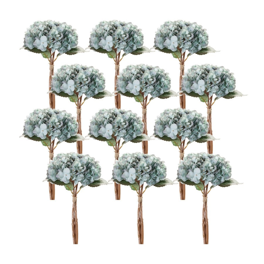 Melrose International Hydrangea Floral Bundle, Set of 12, Blue/Brown - 76622DS