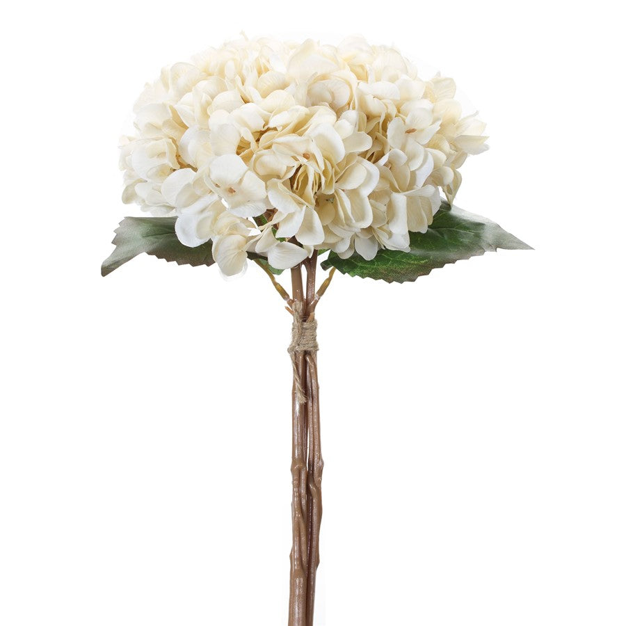 Melrose International Hydrangea Floral Bundle, Set of 12, Cream/Brown - 76624DS