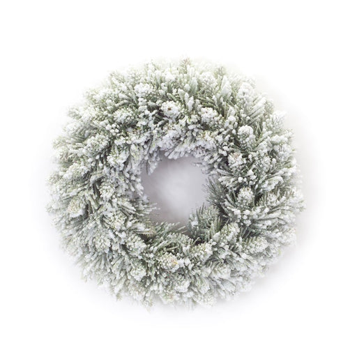 Melrose Flocked Pine Candle Ring Wreath, Set of 2, Green/Brown