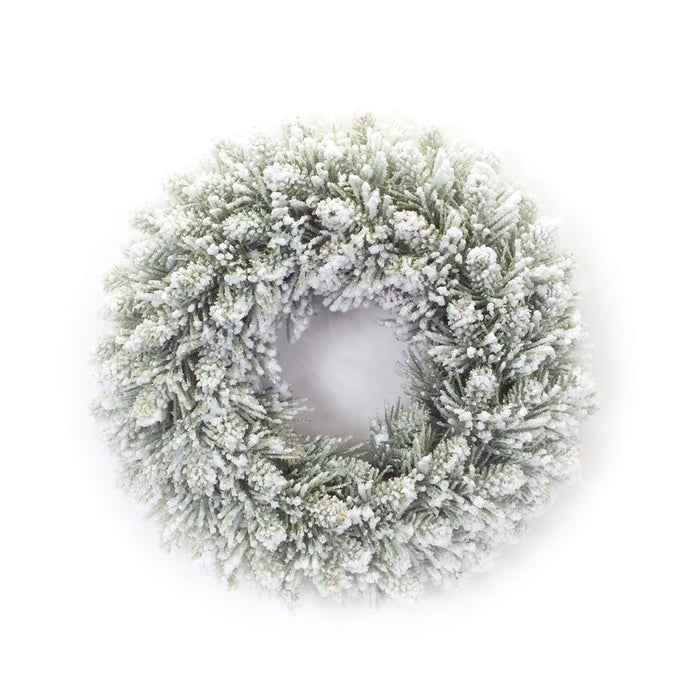 Melrose Flocked Pine Candle Ring Wreath, Set of 2, Green/Brown