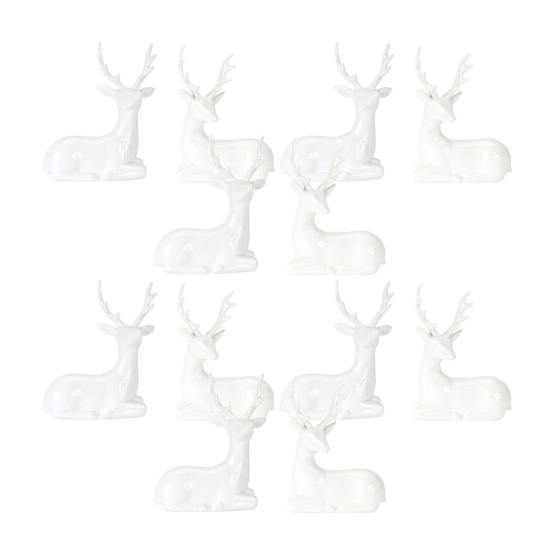 Melrose International Modern Winter Deer Figurine, Set of 2, White - 76738DS