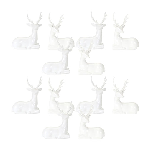 Melrose International Modern Winter Deer Figurine, Set of 2, White - 76738DS