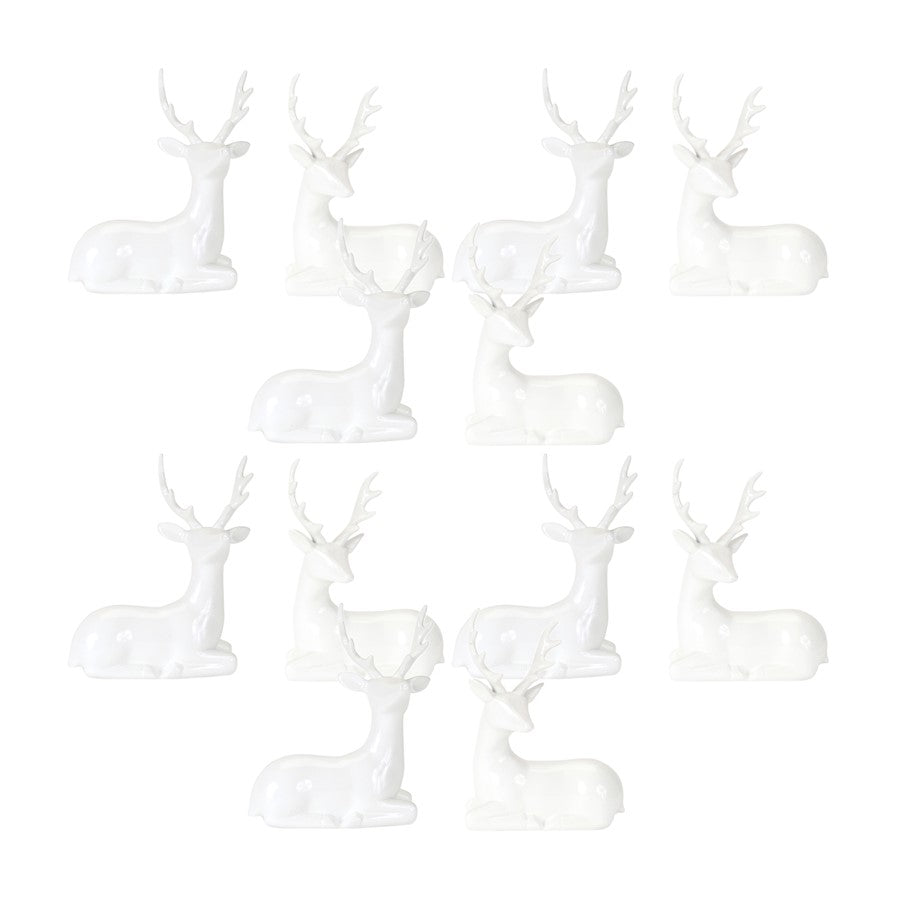 Melrose International Modern Winter Deer Figurine, Set of 2, White - 76738DS