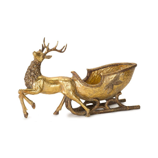 Melrose Bronze Metal Deer/Sleigh Display 19"L, Copper/Gold - 76751DS