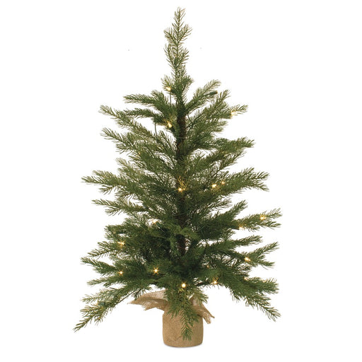 Melrose International LED Pine Tree/Burlap Bag Base 3'H, Green/Brown - 76819DS