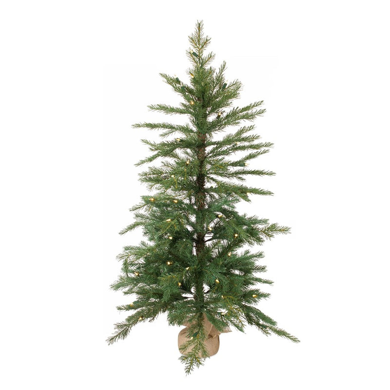 Melrose International LED Pine Tree/Burlap Bag Base 4'H, Green/Brown - 76820DS