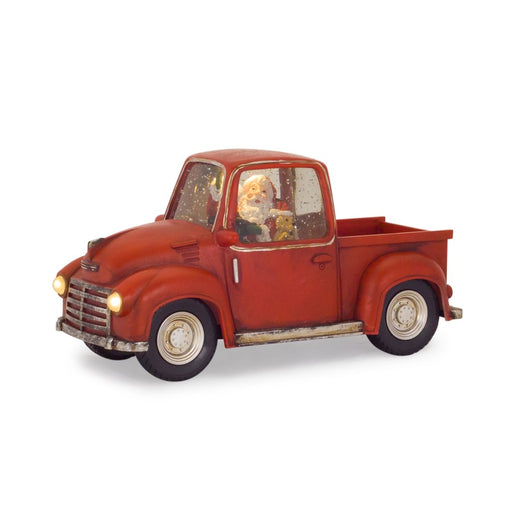 Melrose International LED Snow Globe Truck/Santa 11.25"L, Red/White - 76860DS