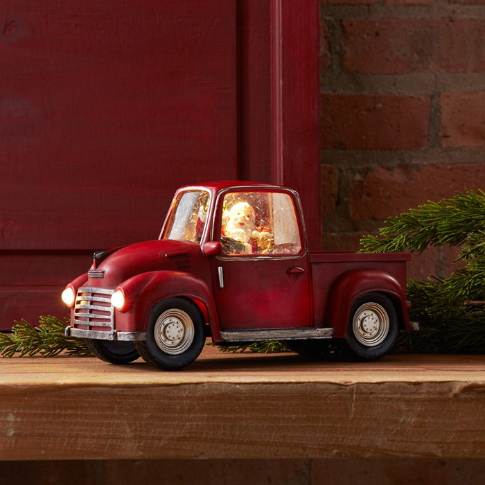 Melrose International LED Snow Globe Truck/Santa 11.25"L, Red/White