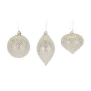 Melrose International Beaded Glass Tree Ornament, Set of 6, Silver - 76968DS