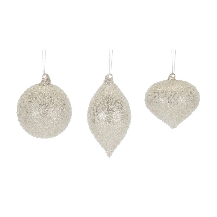 Melrose International Beaded Glass Tree Ornament, Set of 6, Silver - 76968DS
