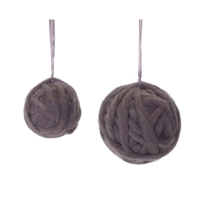 Melrose International Yarn Ball Ornament, Set of 12, Grey - 77098DS