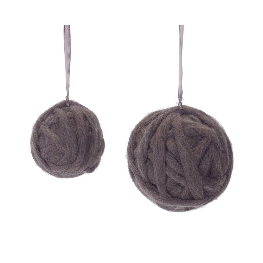 Melrose International Yarn Ball Ornament, Set of 12, Grey - 77098DS