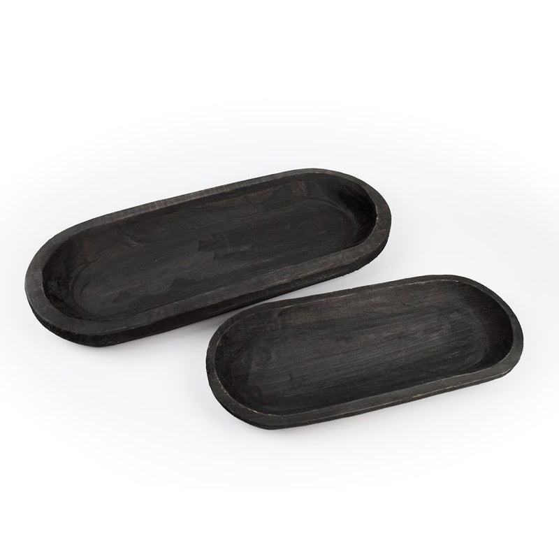 Melrose International Wooden Dough Bowl Design Tray, Set of 2, Brown - 77109DS