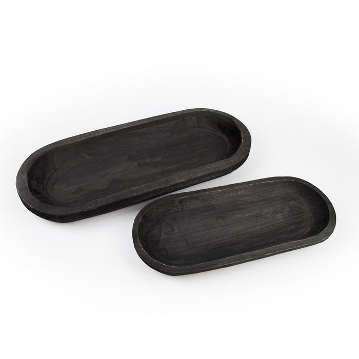 Melrose International Wooden Dough Bowl Design Tray, Set of 2, Brown - 77109DS