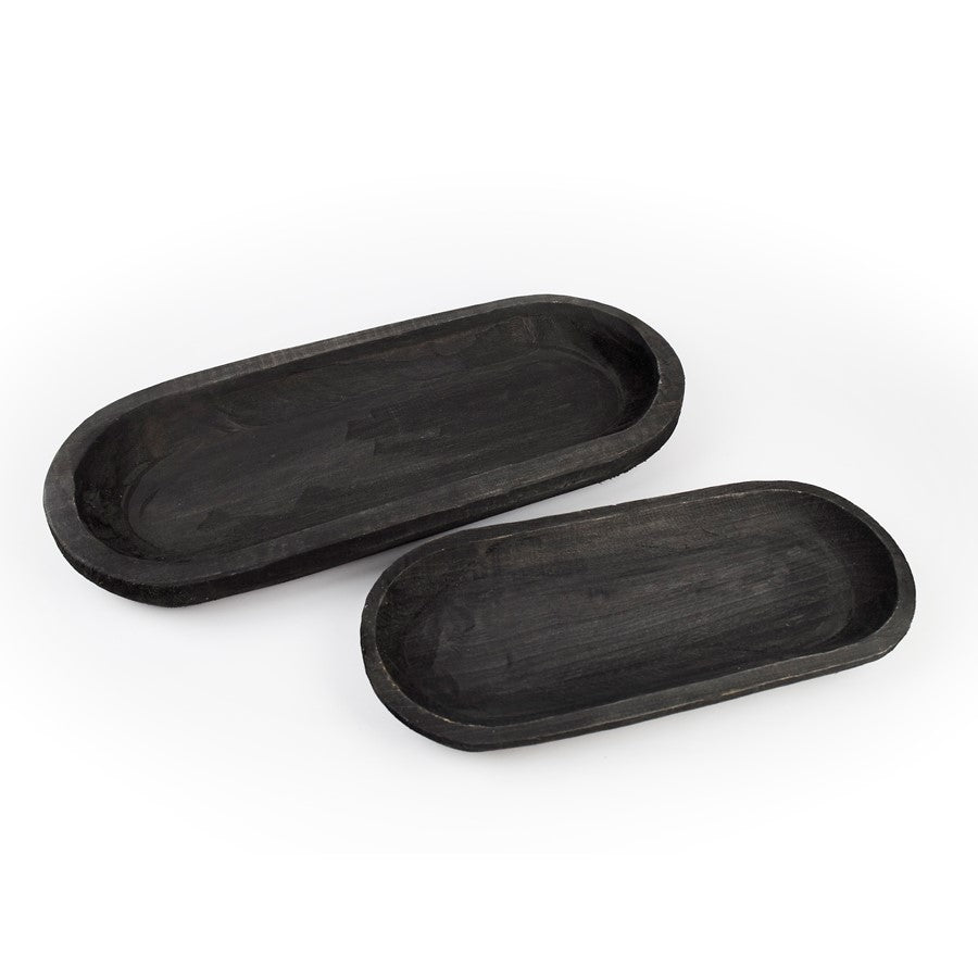 Melrose International Wooden Dough Bowl Design Tray, Set of 2, Brown - 77109DS