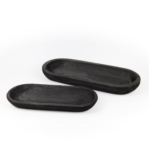 Melrose International Wooden Dough Bowl Design Tray, Set of 2, Brown