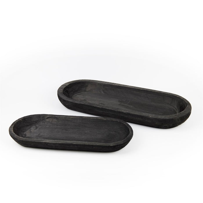 Melrose International Wooden Dough Bowl Design Tray, Set of 2, Brown