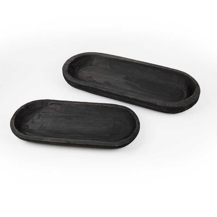 Melrose International Wooden Dough Bowl Design Tray, Set of 2, Brown
