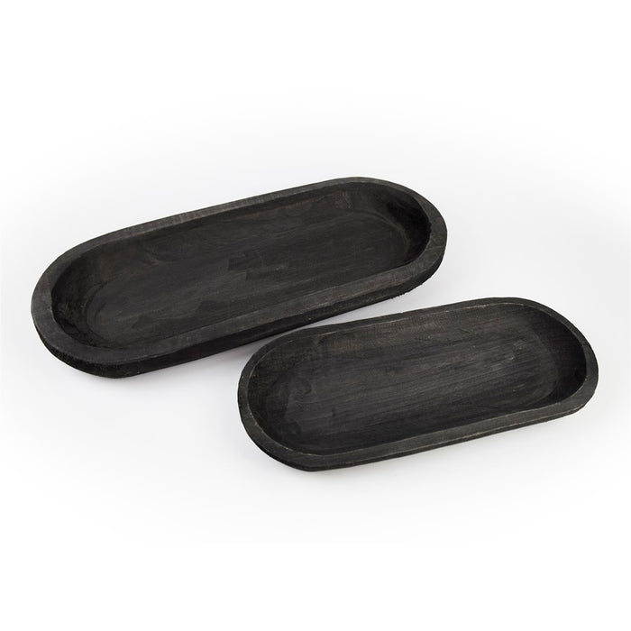 Melrose International Wooden Dough Bowl Design Tray, Set of 2, Brown
