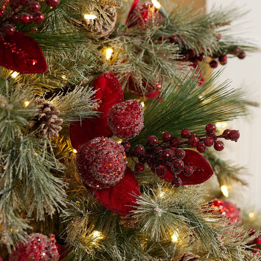 Melrose Beaded Pomegranate/Pear Pine Pick, Set of 8, Red/Green