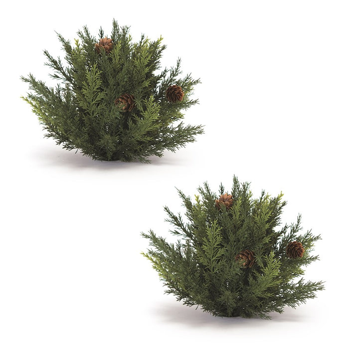 Melrose Winter Arborvitae Foliage Half Orb, Set of 2, Green