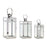 Melrose Modern Stainless Steel Metal Lantern, Set of 3, Clear/Silver - 78040DS