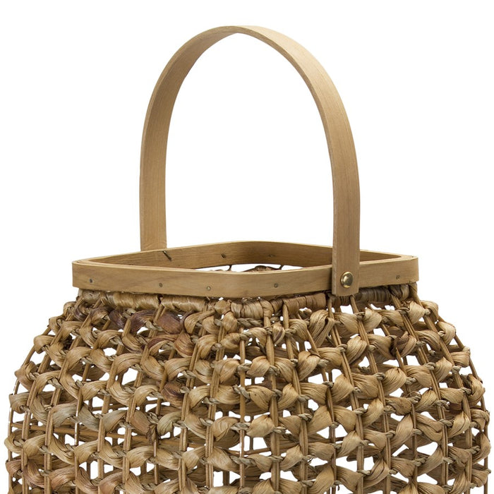 Melrose Woven Wicker Lantern/Glass Insert 20"H, Beige/Brown