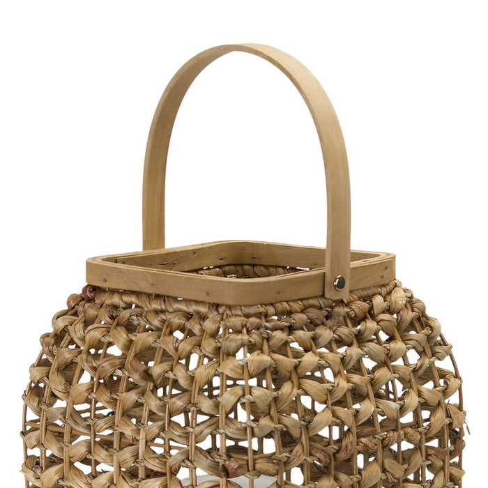 Melrose Woven Wicker Lantern/Glass Insert 16"H, Beige/Brown