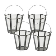 Melrose Iron Candle Holder Bucket/Handle, Set/4, Silver/Grey/CleaRed - 78181DS