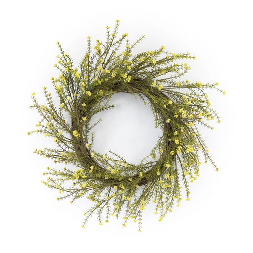 Melrose International Mini Daisy Floral Wreath 18"D, Yellow/Green - 78236DS