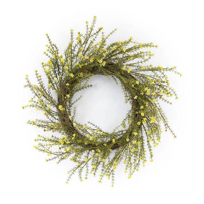 Melrose International Mini Daisy Floral Wreath 18"D, Yellow/Green - 78236DS