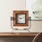 Melrose Wood Sq Clock on Rustic Metal Stand 17.5"H, Brown/Black/Black