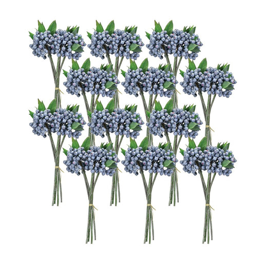 Melrose Int. Berry Foliage Bundle, Set of 12, Blue/Green/Brown - 78369DS