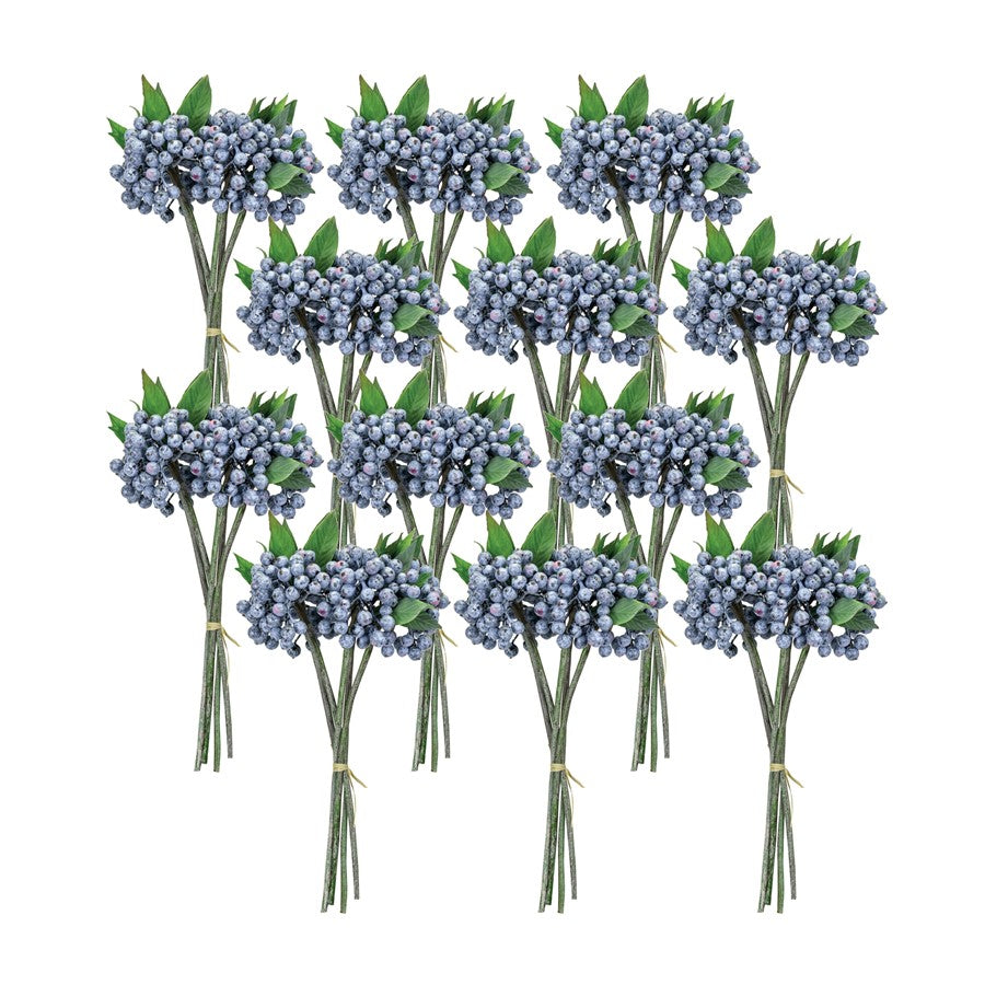 Melrose Int. Berry Foliage Bundle, Set of 12, Blue/Green/Brown - 78369DS