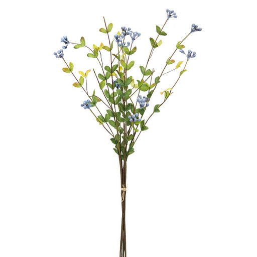 Melrose Blue Berry Foliage Spray, Set of 12, Green/Brown/Blue