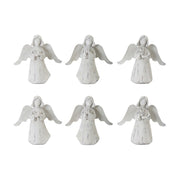 Melrose Praying Angel Figurine/Metal Wings, Set of 6, White/Brown - 78403DS