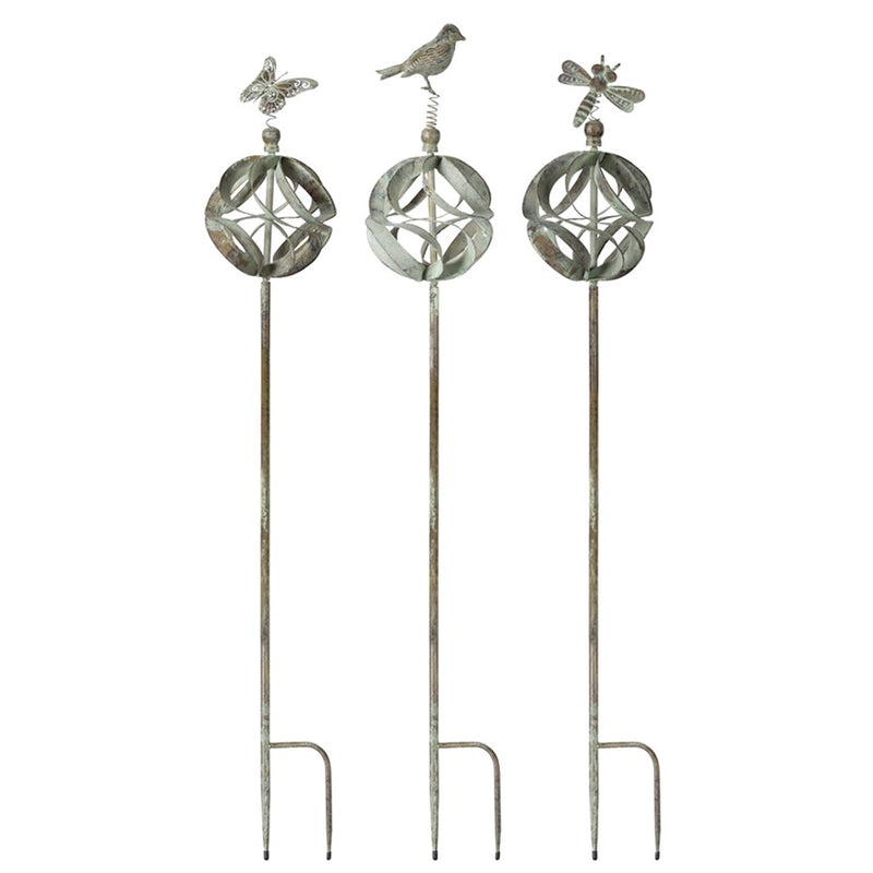 Melrose Ornamental Metal Garden Stake/Bird/Insect Accents, Set of 3, G - 78435DS