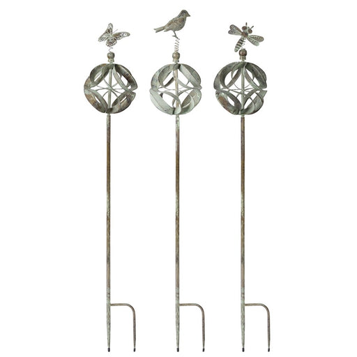 Melrose Ornamental Metal Garden Stake/Bird/Insect Accents, Set of 3, G - 78435DS