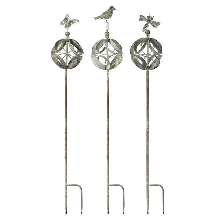 Melrose Ornamental Metal Garden Stake/Bird/Insect Accents, Set of 3, G - 78435DS