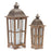 Melrose International Tapered Wood Lantern/Metal Lid, Set of 2, Brown - 78469DS