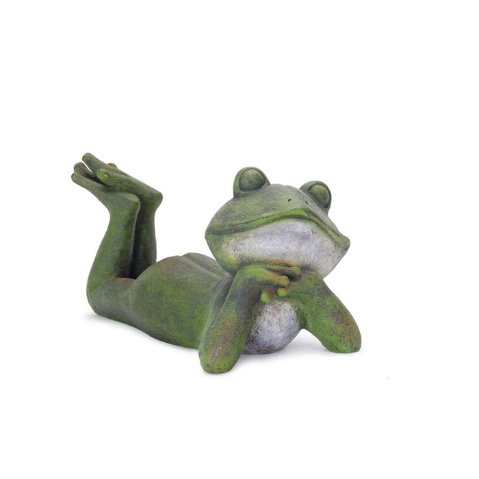 Melrose Lounging Garden Frog Figurine, Set of 3, Green/Grey/Brown