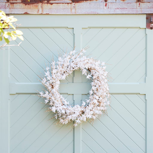 Melrose International Blossom Floral Wreath 25"D, White/Brown