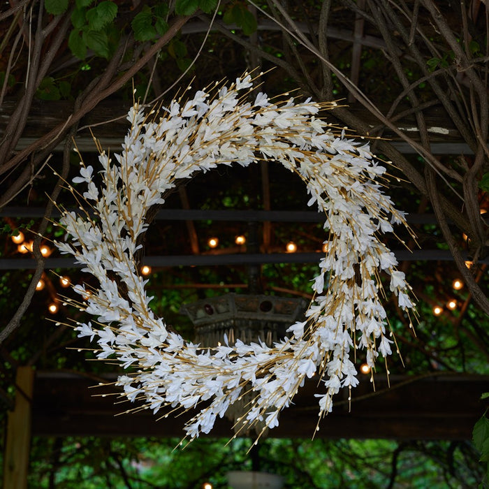 Melrose International Blossom Floral Wreath 25"D, White/Brown